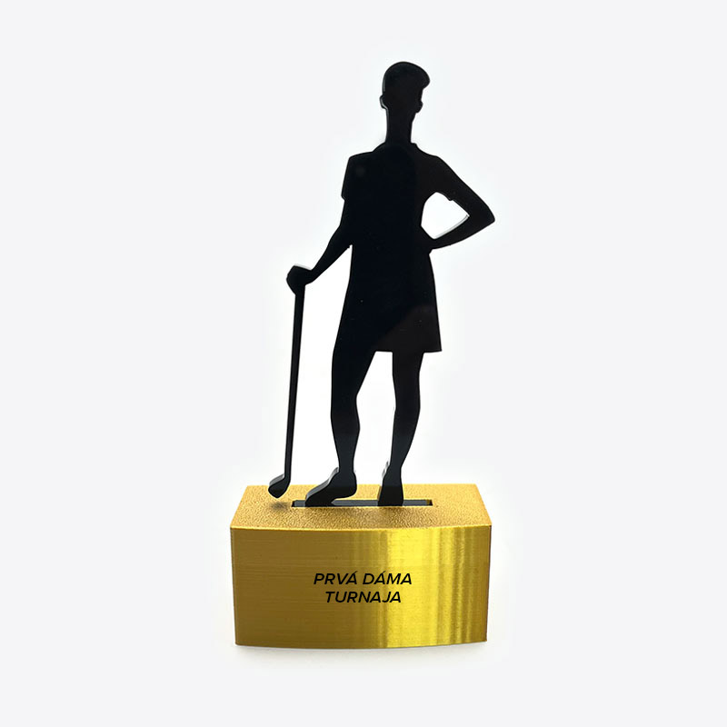 Oceňte výnimočné úspechy štýlovo s našou trofejou golfistka. Personalizácia UV potlačou je samozrejmosťou. Množstevné zľavy. Kontaktujte nás.